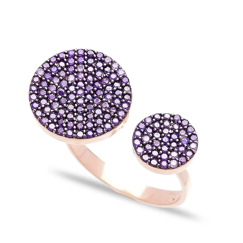 Adjustable Round Handmade Amethyst Turkish Wholesale Handcrafted Silver Jewelry