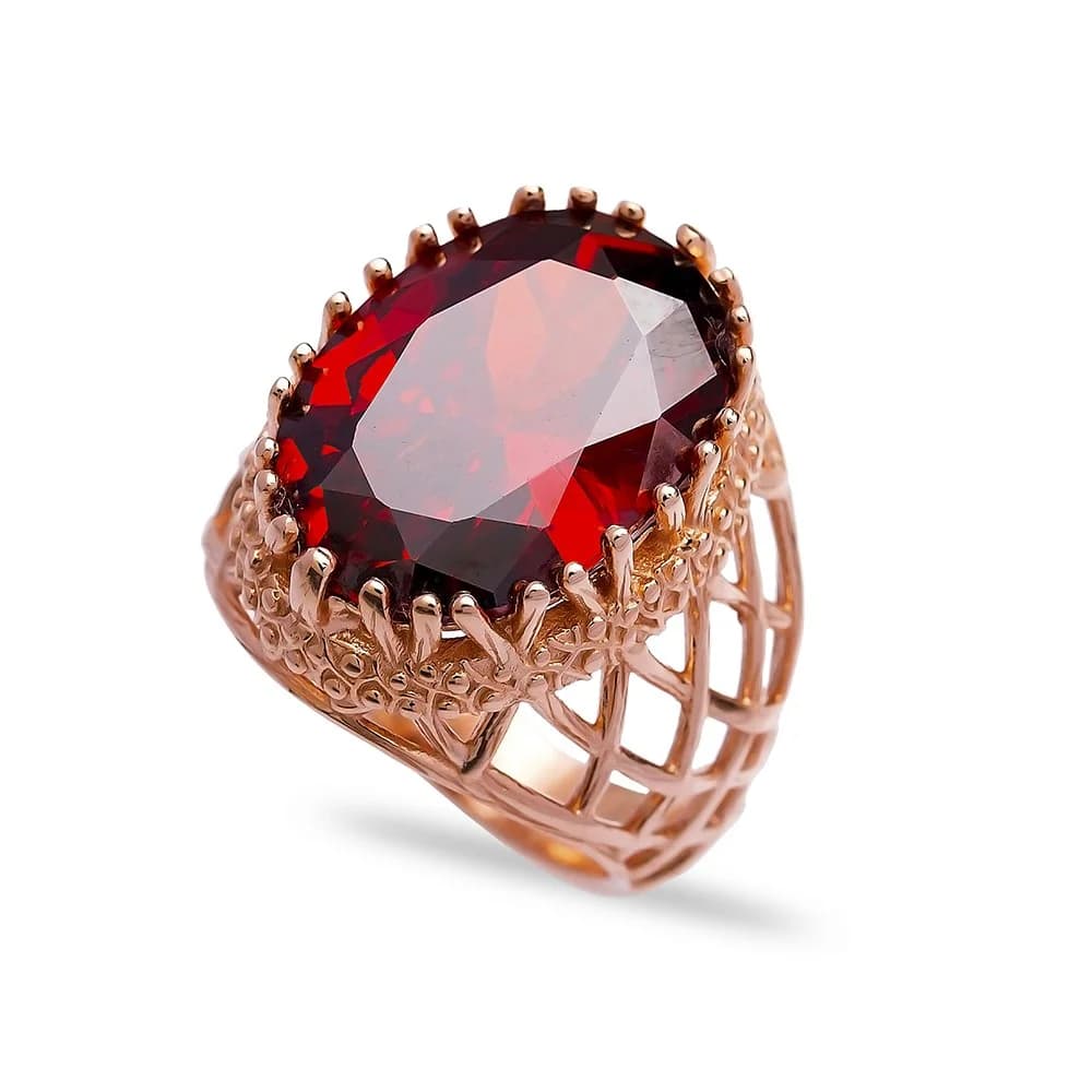 Wholesale Handmade 925 Sterling Silver Garnet CZ Stone Ring