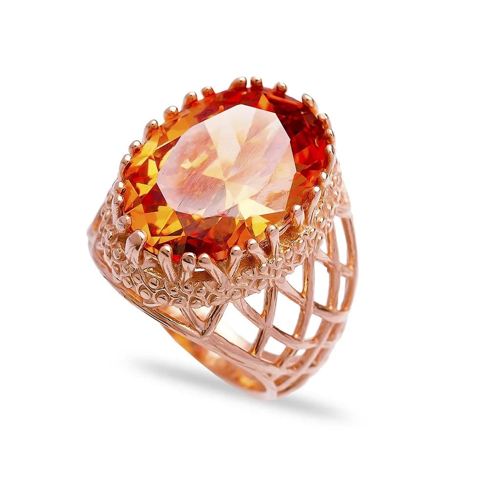 Oval Citrine CZ Stone Cluster Ring Wholesale Handmade 925 Sterling Silver Jewelry