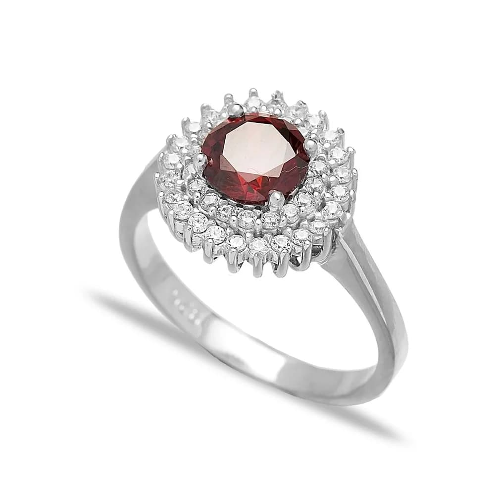 Garnet Stone Dainty Design Turkish Rings Wholesale Fashion 925 Sterling Silver Jewelry