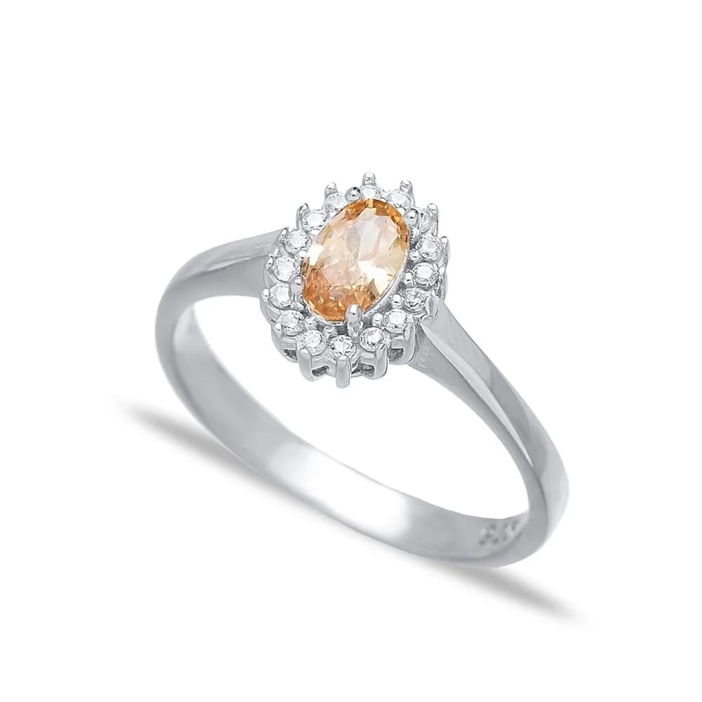 Dainty Minimalist Citrine Stone Turkish Rings Wholesale Fashion 925 Sterling Silver Jewelry