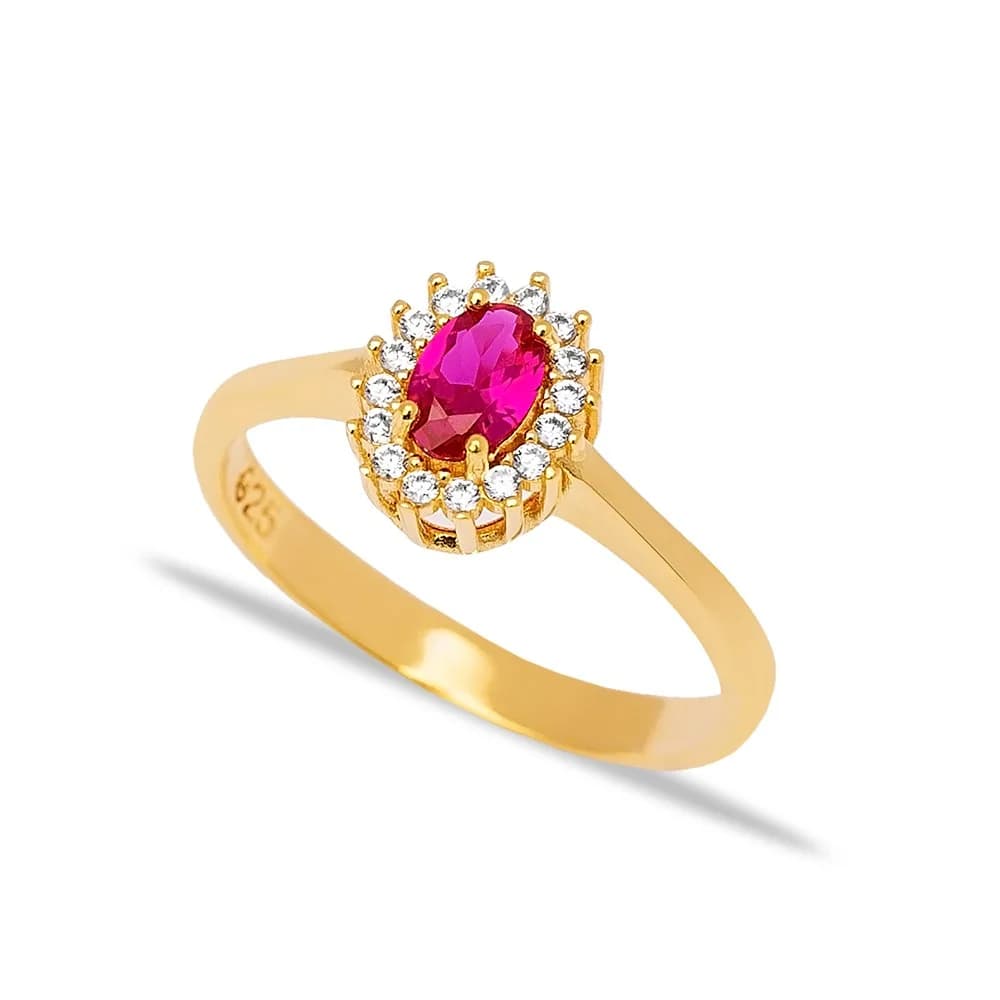 Ruby Stone Minimalist Dainty Rings Wholesale Turkish 925 Sterling Silver Jewelry