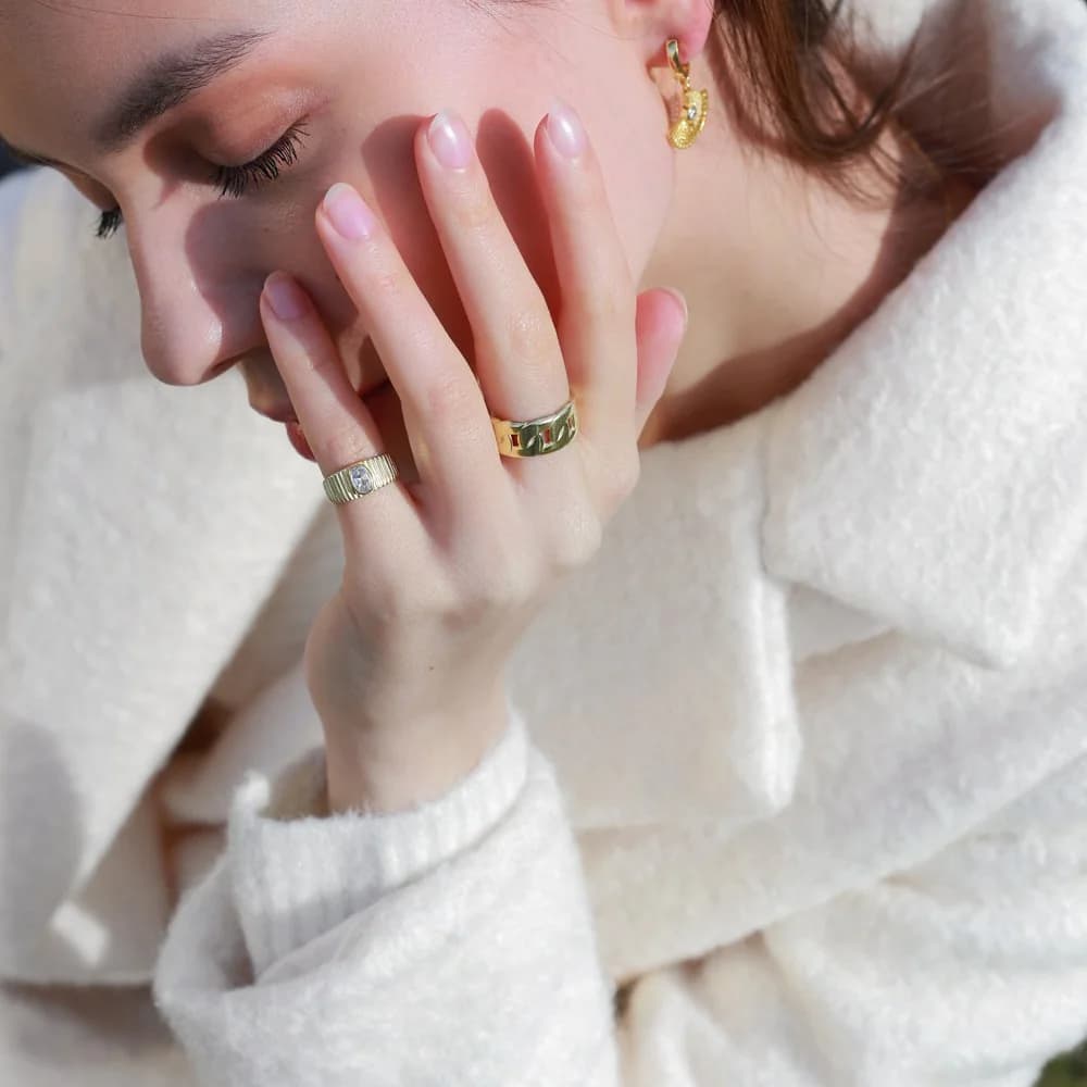 Elegant Curb Chain Adjustable Ring Wholesale Handcrafted Turkish 925 Silver Rings Sterling Silver Jewelry For Women
