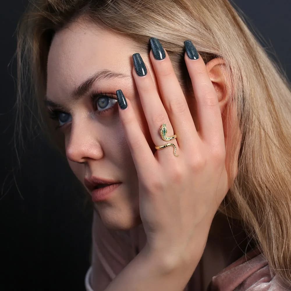 Emerald Stone Dainty Snake Design Women Ring Handcrafted 925 Sterling Silver Turkish Jewelry