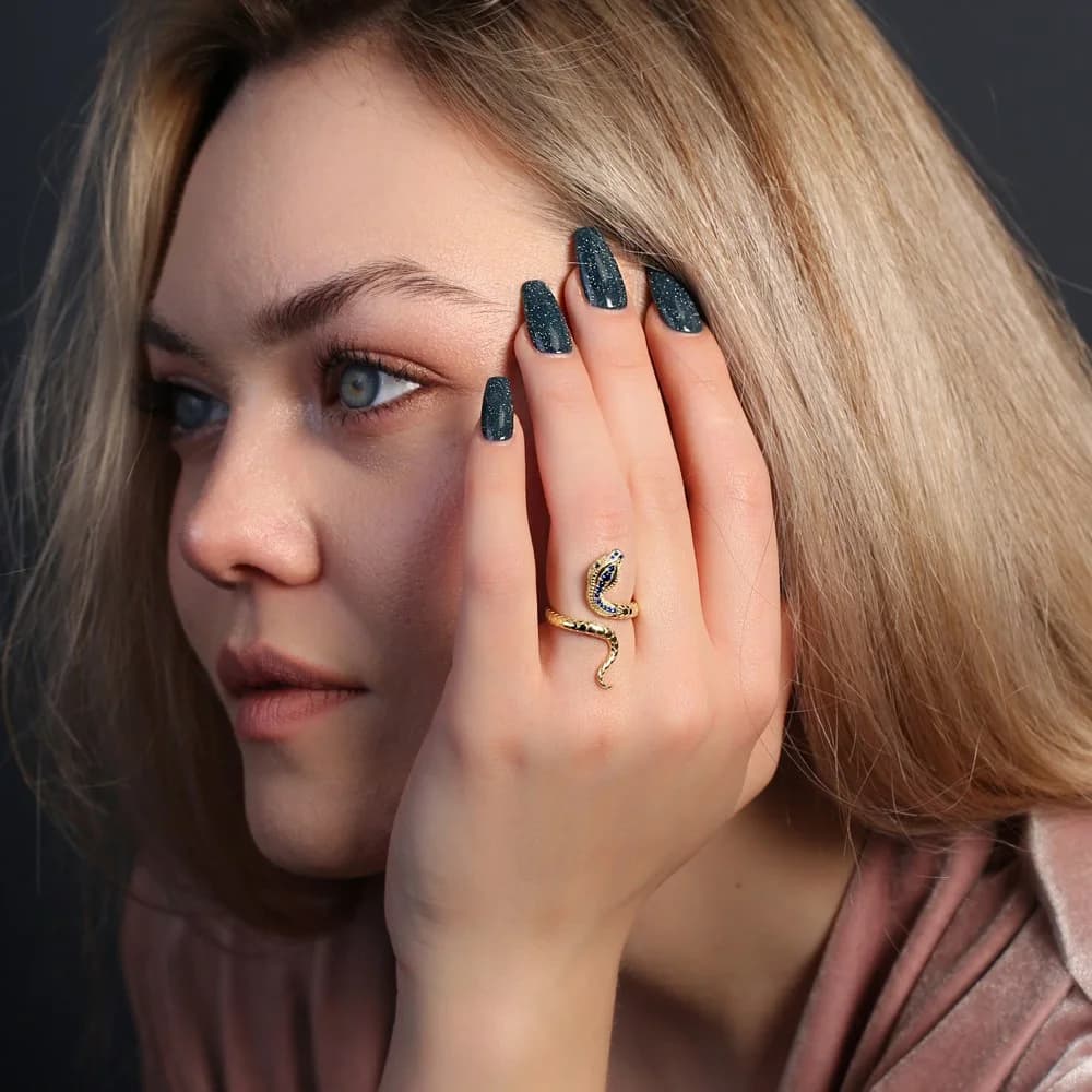 Sapphire Stone Elegant Snake Design Women Ring Wholesale Turkish 925 Sterling Silver Jewelry
