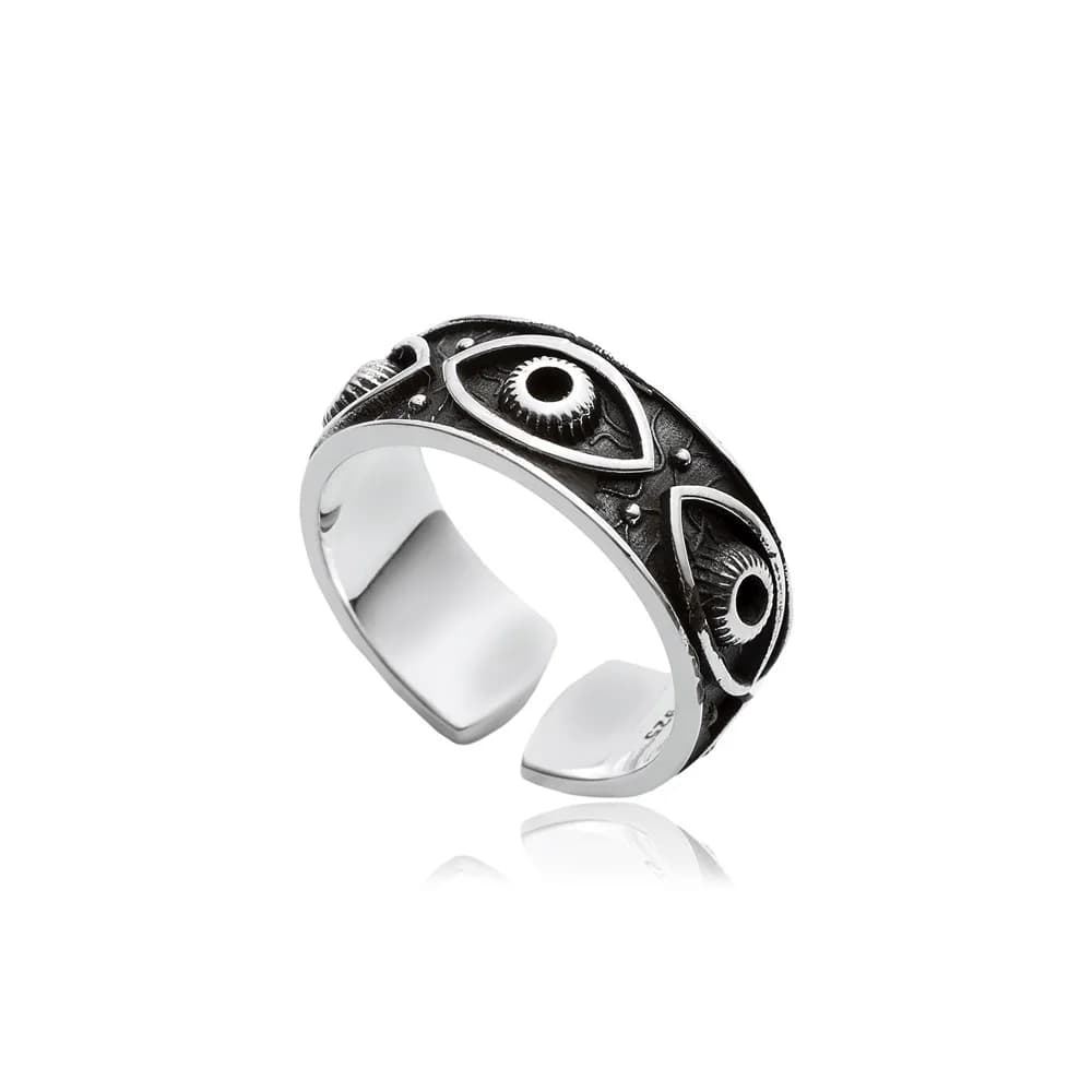 Eye of Ra Design Women Ring Sterling Silver Handmade Jewelry