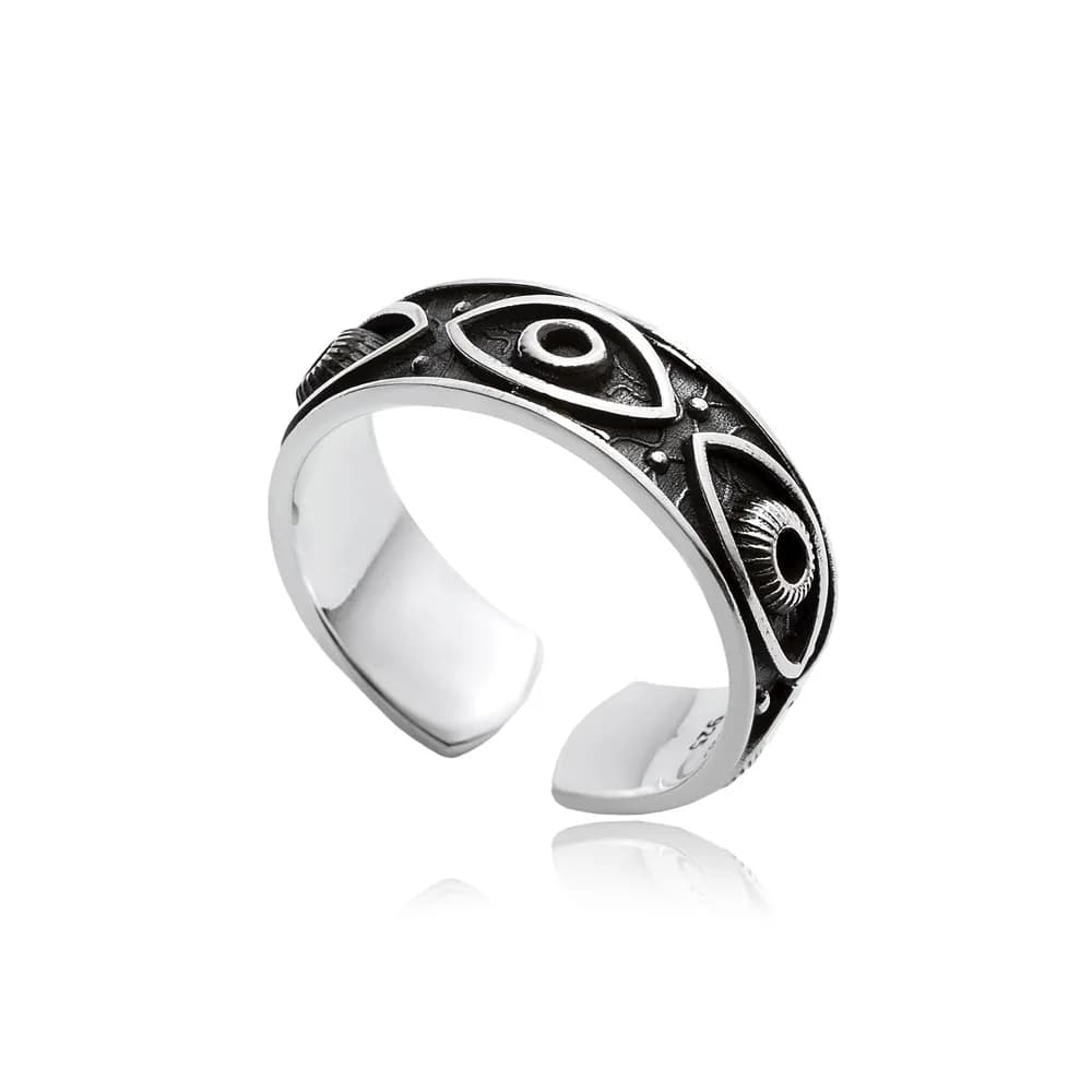 Eye of Ra Design Men Ring Sterling Silver Handmade Jewelry