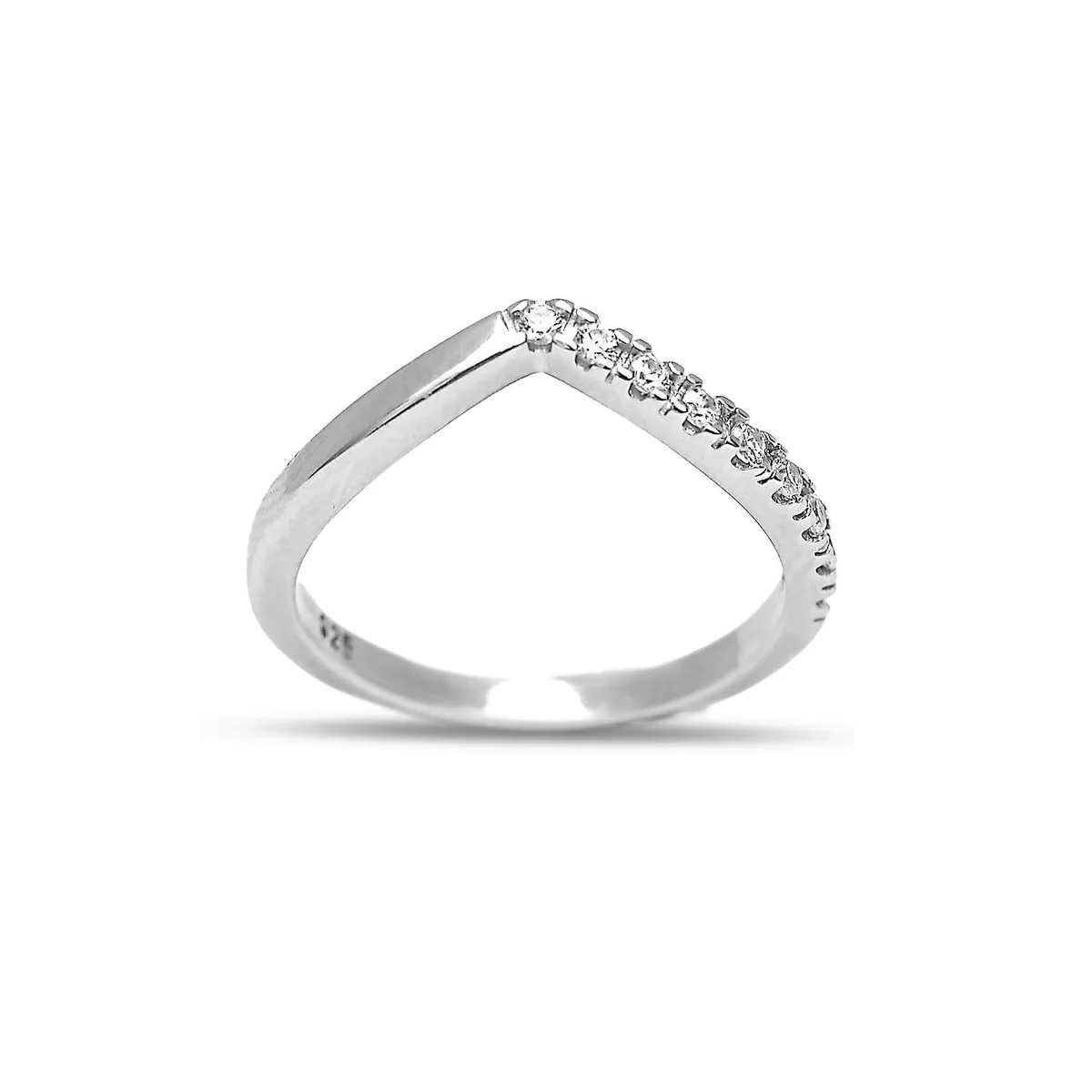 CZ Stone 925 Silver Aurora V Ring