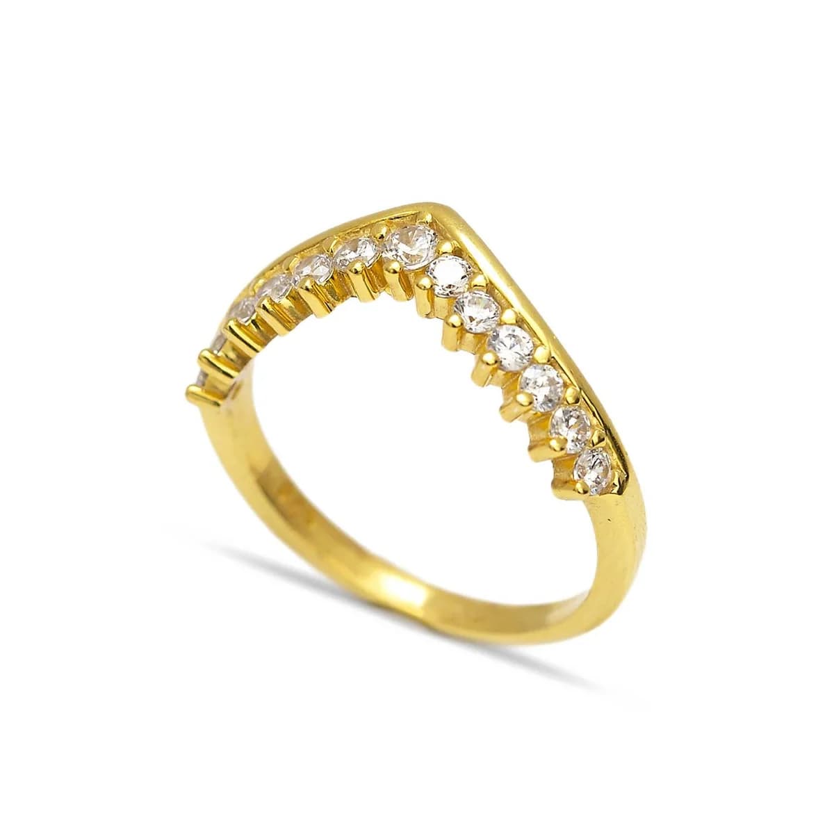 Elegant CZ Stone 925 Silver V Ring