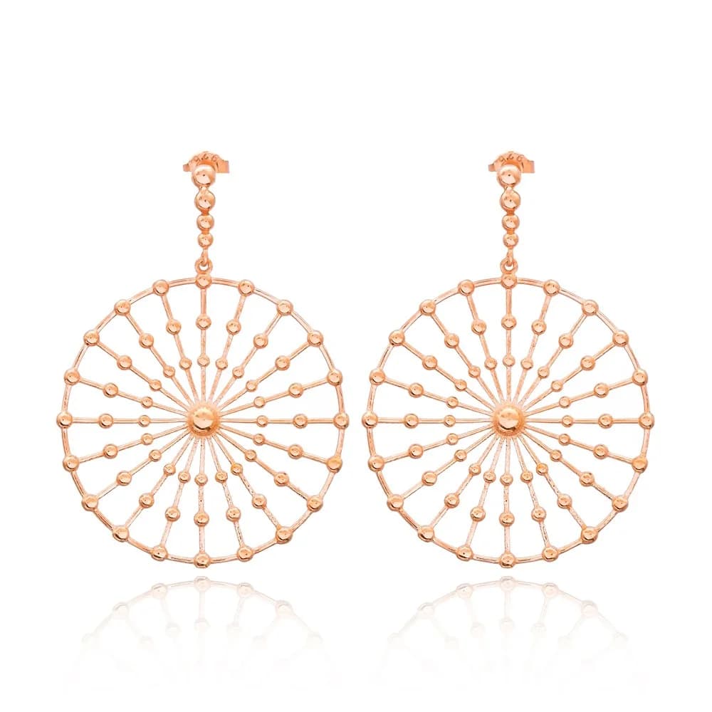 Sterling Silver Round Earring Wholesale Hancrafted Turkish 925 Silver Sterling Jewelry