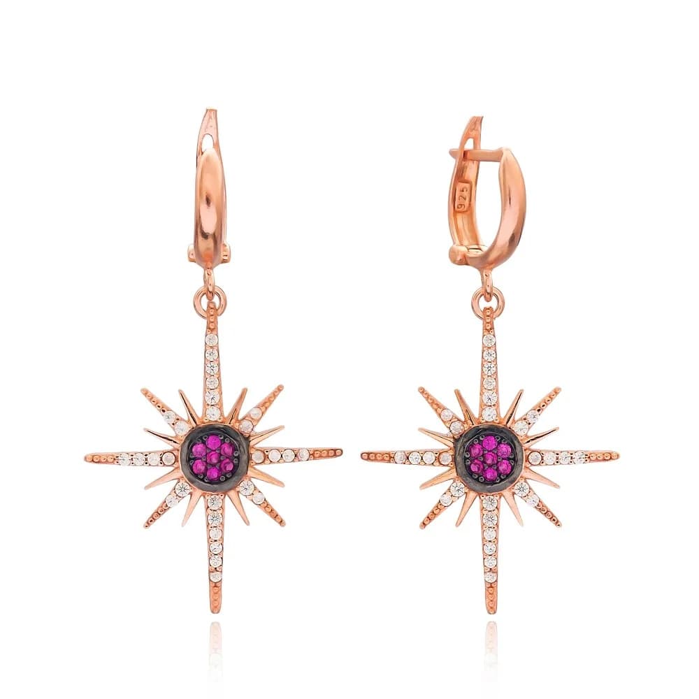 North Star Compass Dangle Earring Wholesale 925 Silver Sterling Jewelry