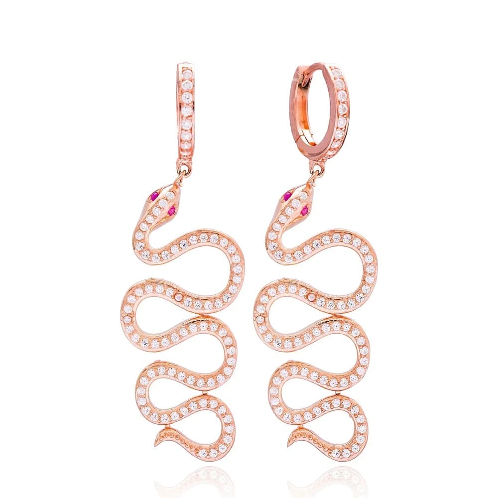 Reptile Snake Dangle Earrings Wholesale 925 Sterling Silver Jewelry