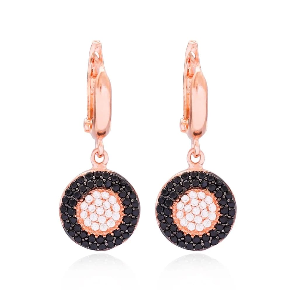 Round Dangle Design Earring Turkish Wholesale Handmade 925 Sterling Silver Jewelry