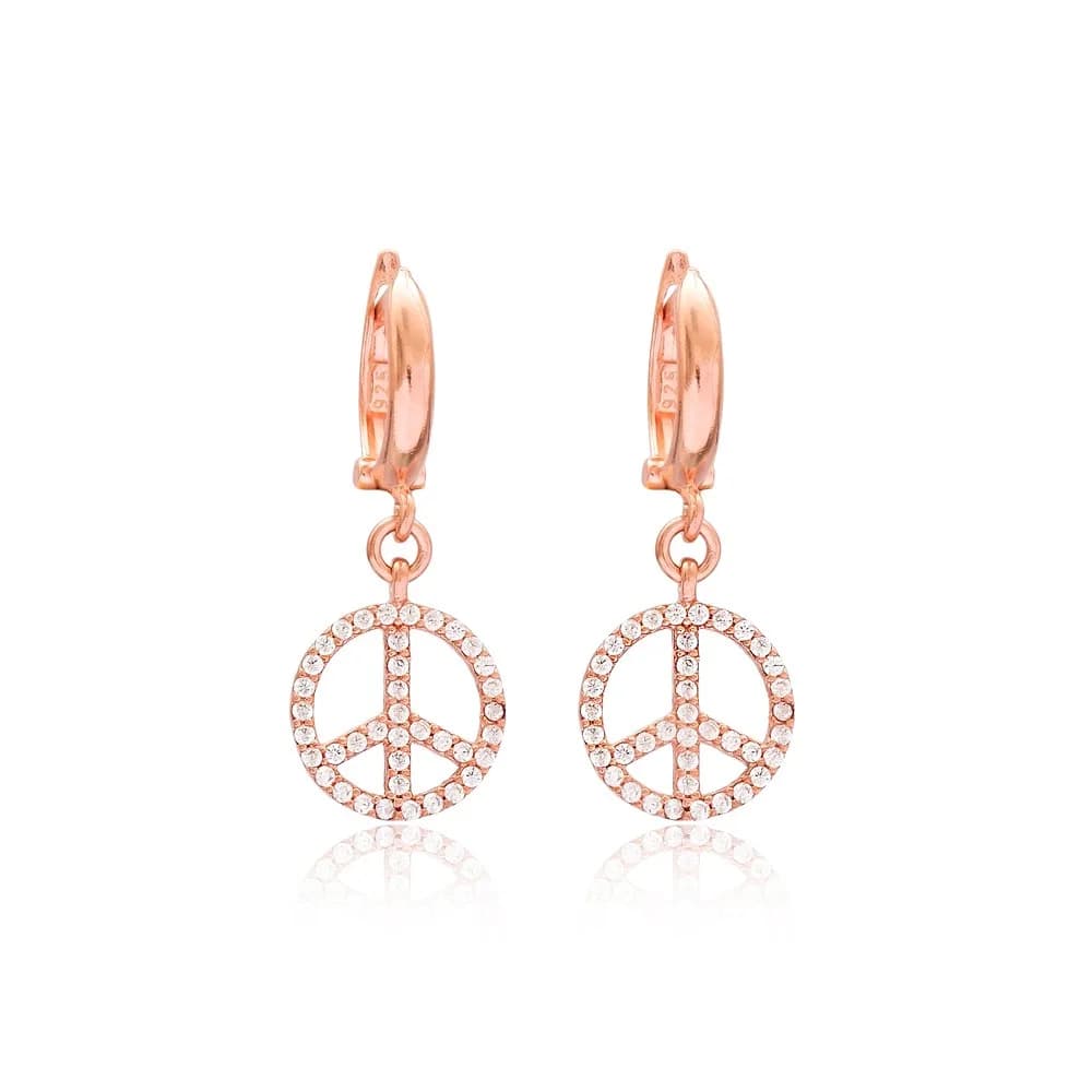 Peace Design Dangle Earrings Turkish Wholesale Handmade 925 Sterling Silver Jewelry