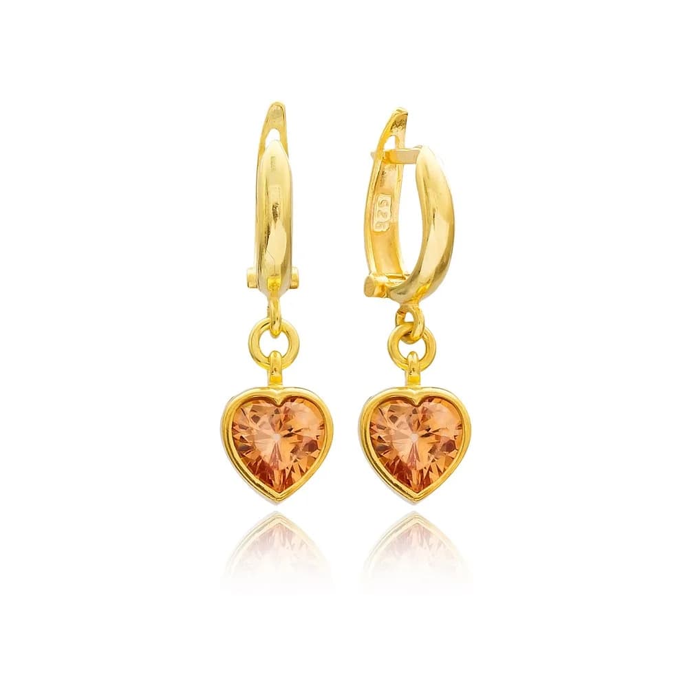 Heart Shape Quartz Stone Turkish Wholesale Handmade 925 Sterling Silver Dangle Earrings