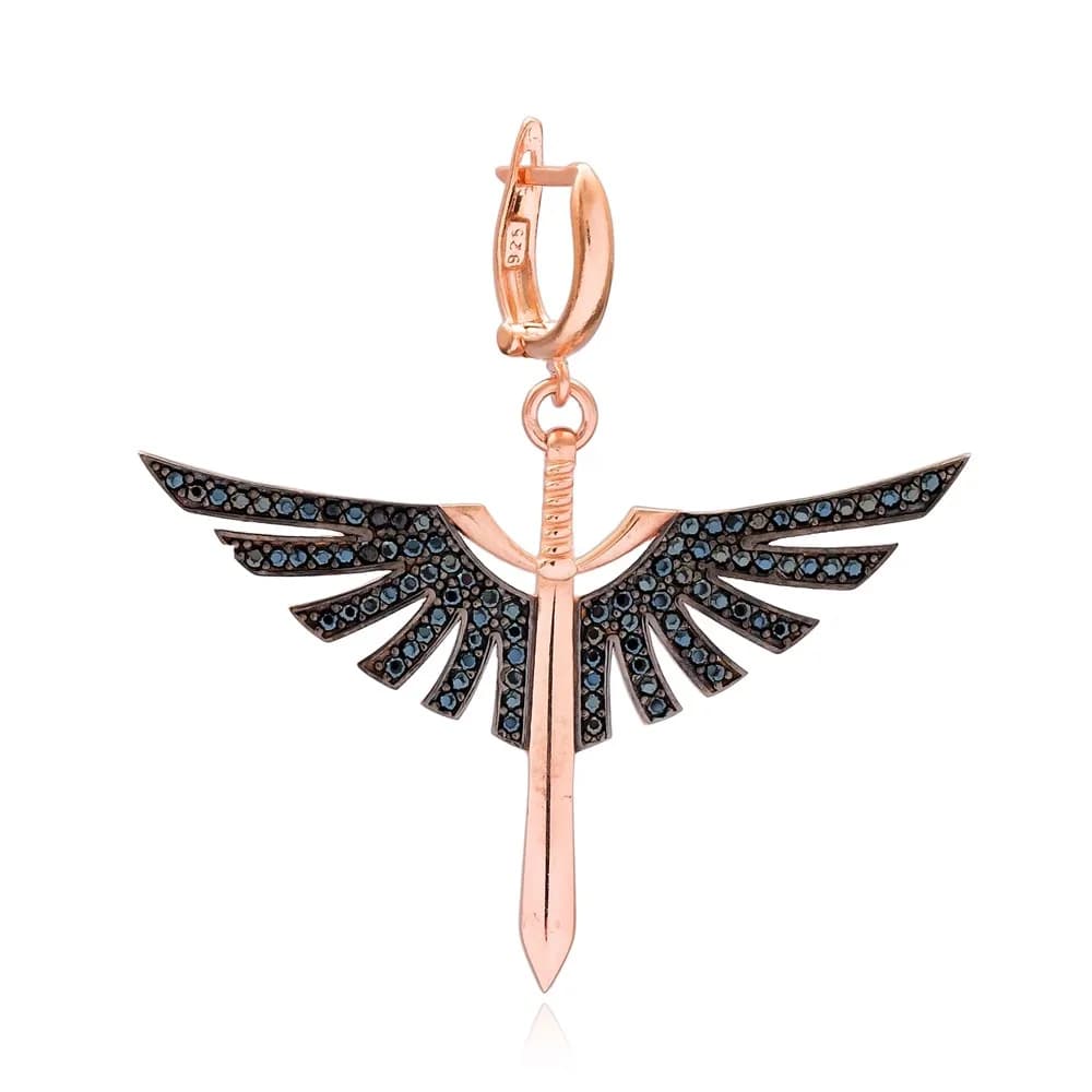 Sword of Michael Black Zircon Long Earrings