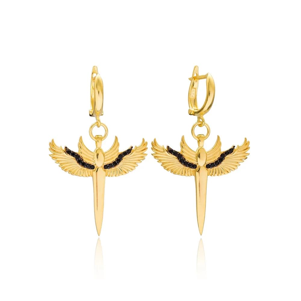 Sword of Michael Charm Dangle Earring Turkish Wholesale 925 Sterling Silver Jewelry