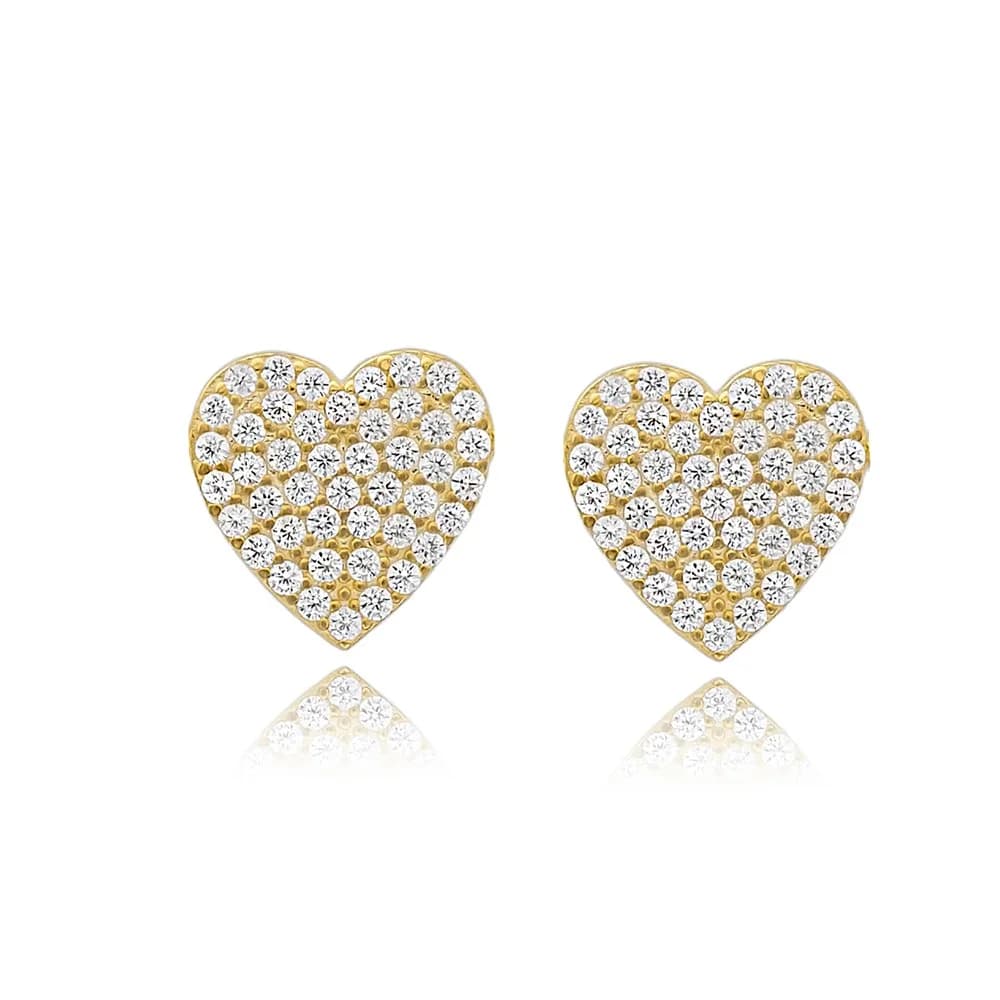 Heart Design Zircon Stone Stud Earrings