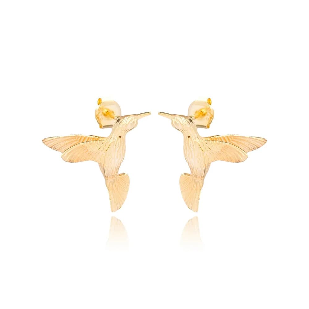 Colibri Bird Design Zircon Stone Silver Stud Earrings Wholesale Turkish Sterling Silver Jewelry