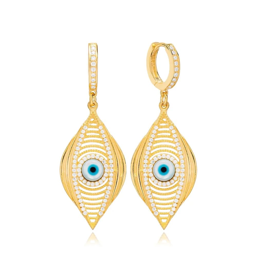 Mystic Evil Eye Dangle Earrings Turkish Wholesale 925 Sterling Silver Jewelry