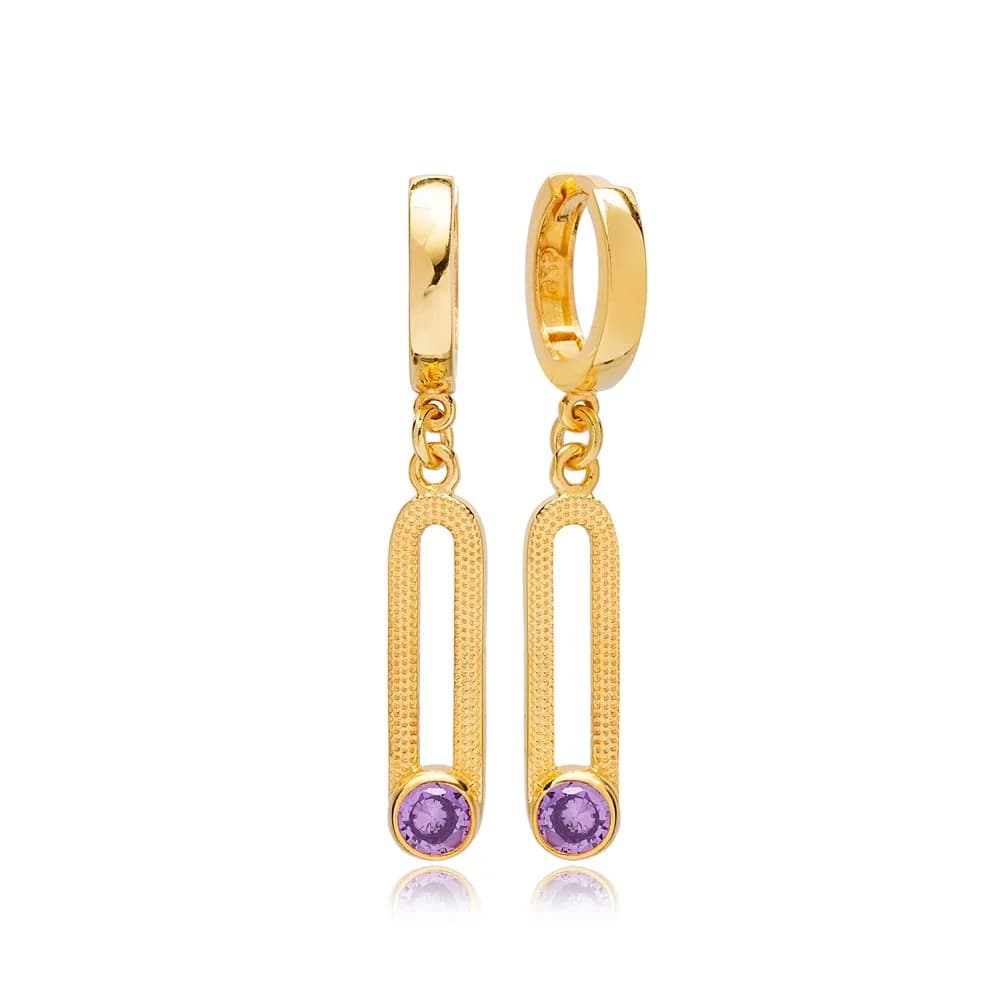 February Amethyst Ø12 mm 925 Dangle Earrings