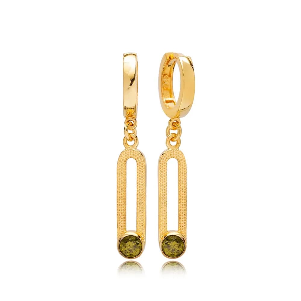 925 Peridot Ø12mm Dangle Earrings Wholesale Jewelry