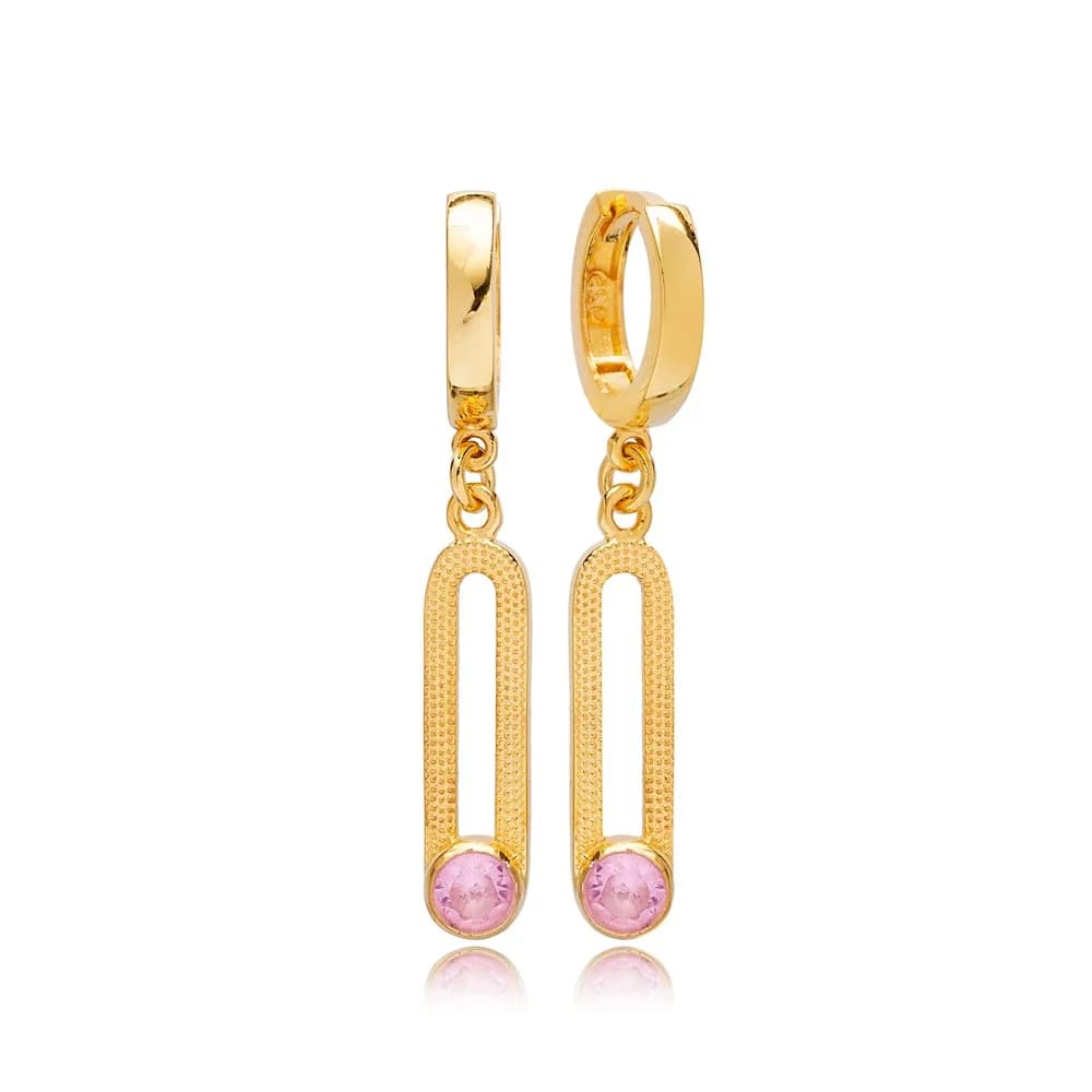 Pink Quartz Ø12mm Dangle Earrings Wholesale 925 Jewelry