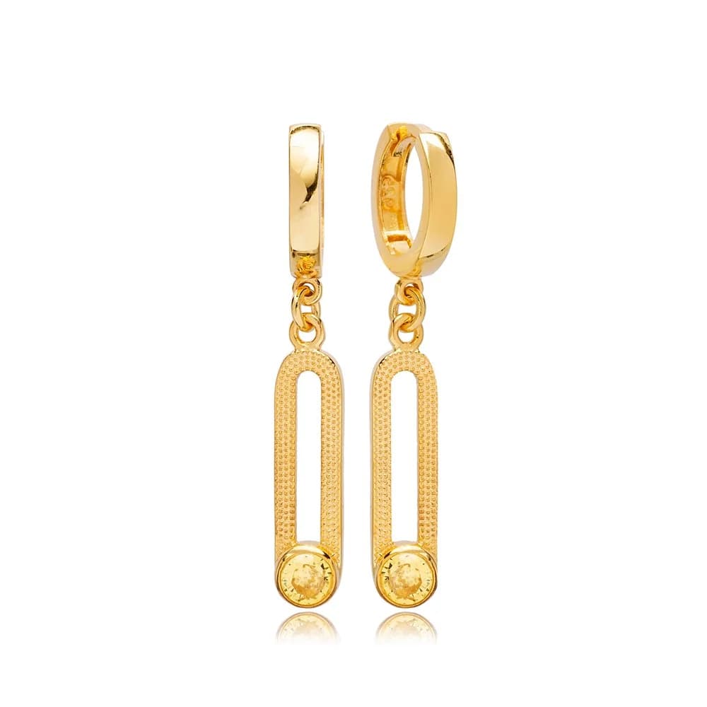 November Citrine Birthstone Dangle Earrings 925 Silver