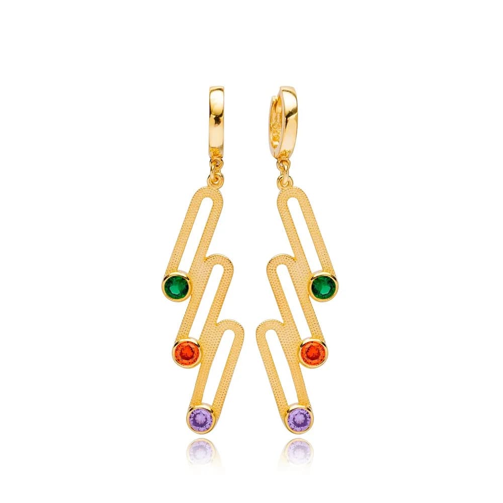 Geometric CZ Silver Dangle Earrings Wholesale Jewelry