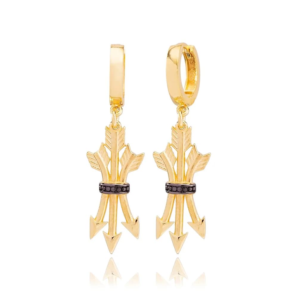 Arrow Black Zircon Dangle Earring Wholesale 925 Silver Jewelry