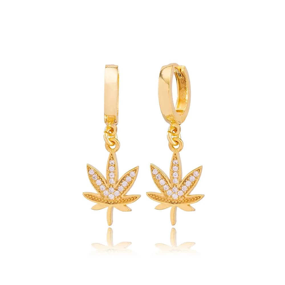 Leaf CZ Stone Dangle Earrings Wholesale 925 Silver Jewelry