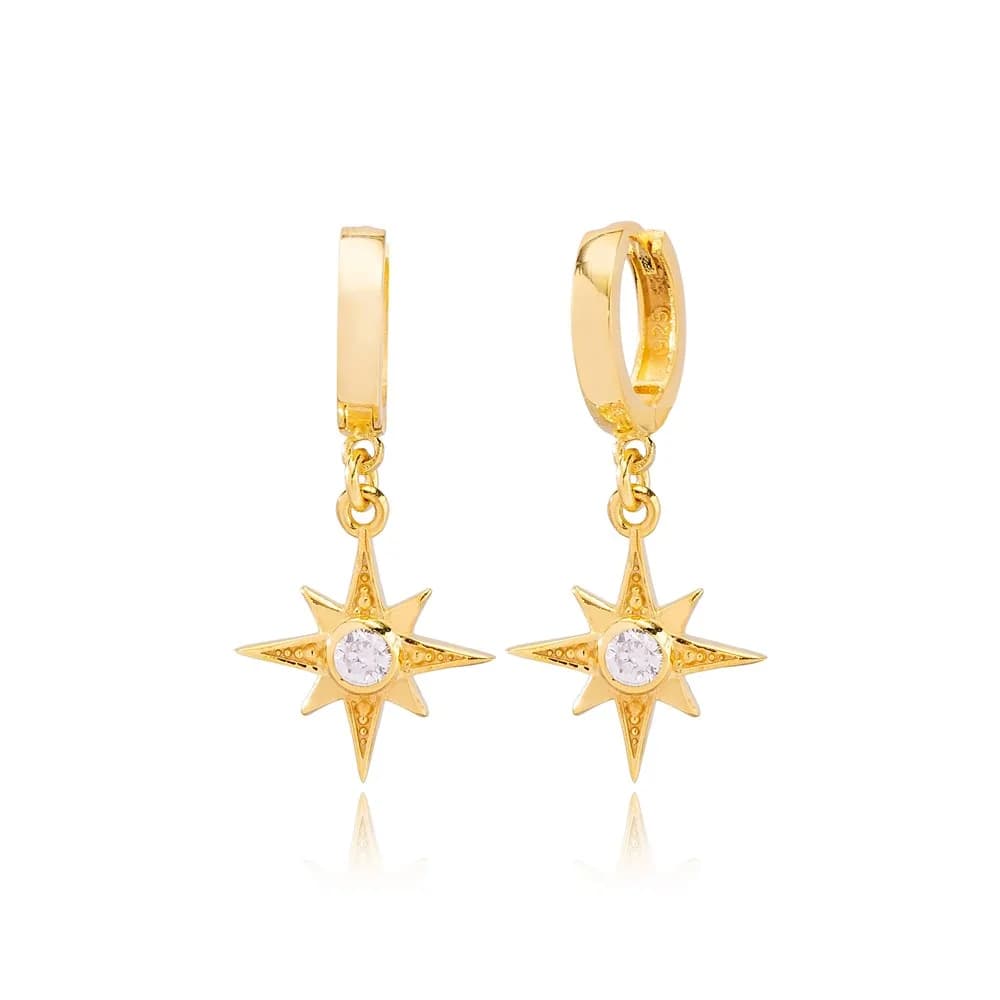 North Star Dangle Earrings Wholesale 925 Sterling Silver Jewelry