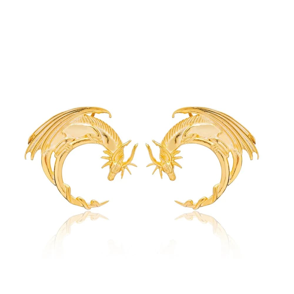 Trendy High Quality Plain Dragon Design Wholesale Handmade Turkish 925 Sterling Silver Stud Earrings