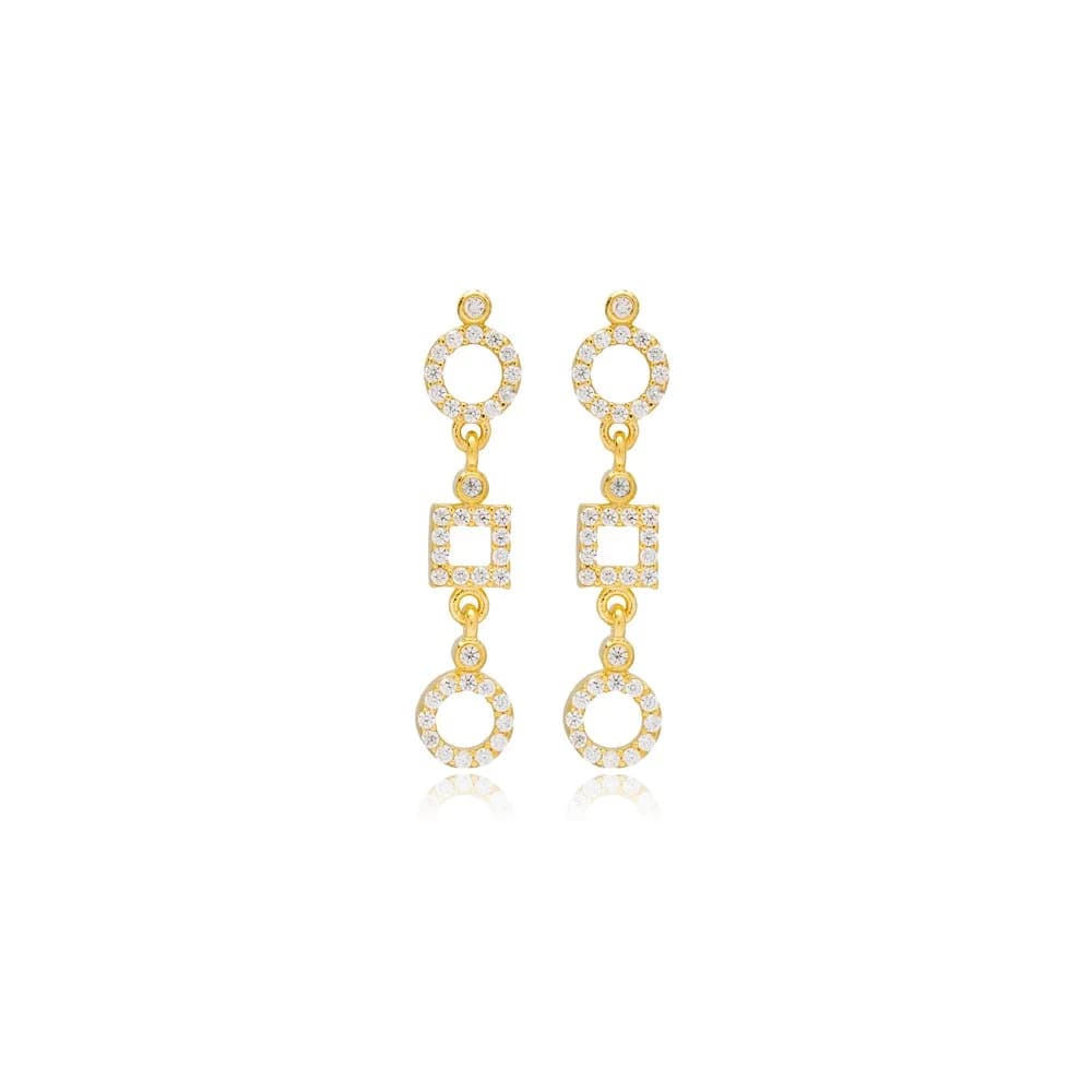 Geometric Design Stud Earrings Wholesale Handmade Turkish 925 Sterling Silver Jewelry