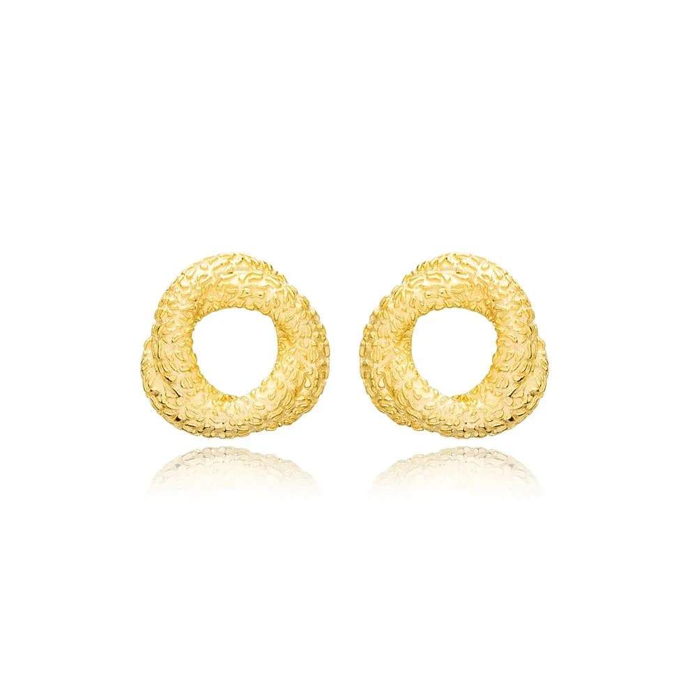 Minimalist Design Round Shape Textured Stud Earrings Turkish 925 Sterling Silver Jewelry