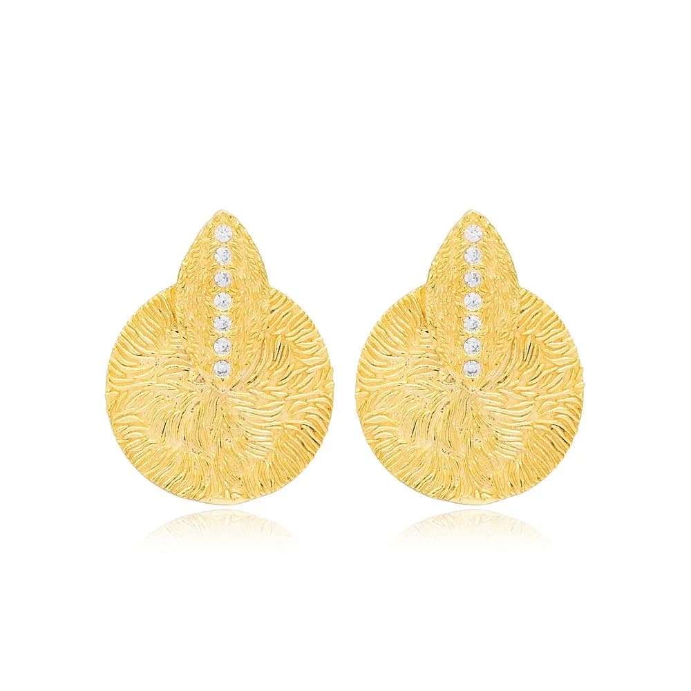 Irregular Dainty Design Textured Stud Earrings Wholesale Turkish Handcraft 925 Sterling Silver Jewelry