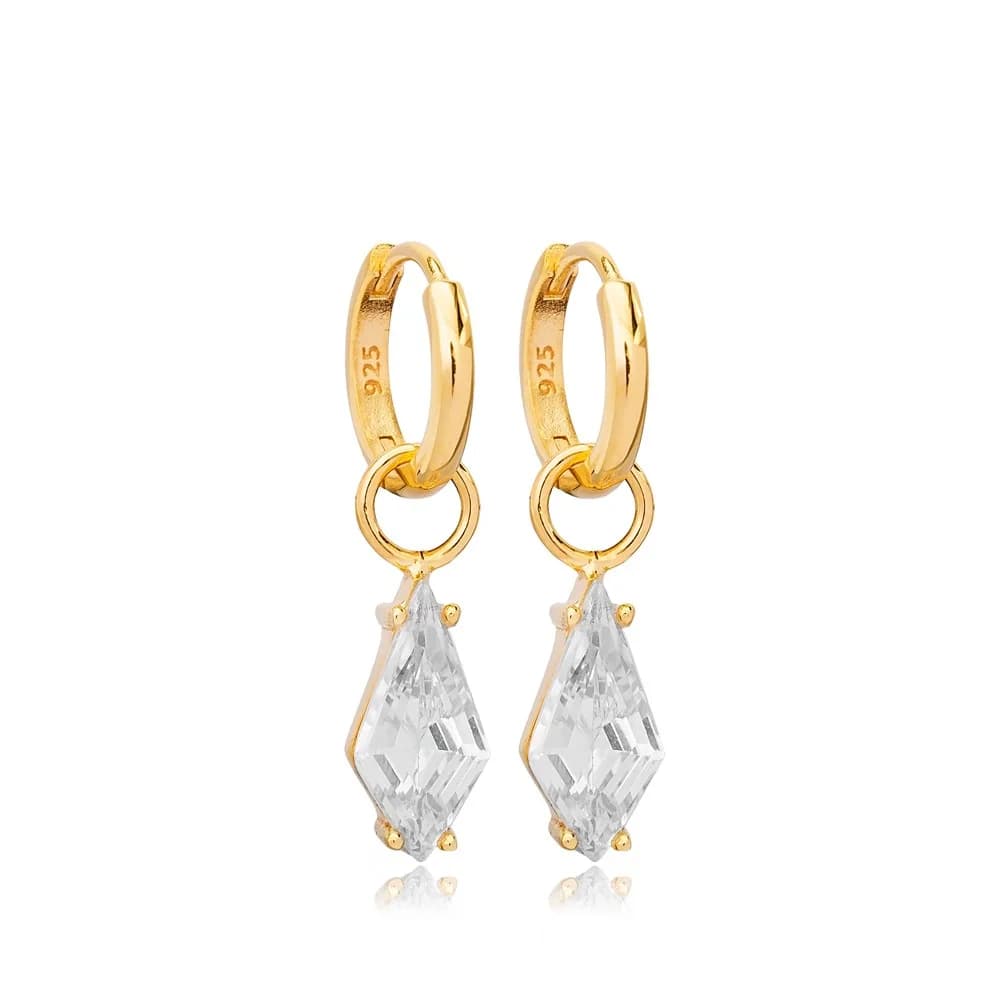Elegant Marquise Shape Zircon Stone Dangle Earrings Turkish Handcrafted Wholesale 925 Sterling Silver Jewelry