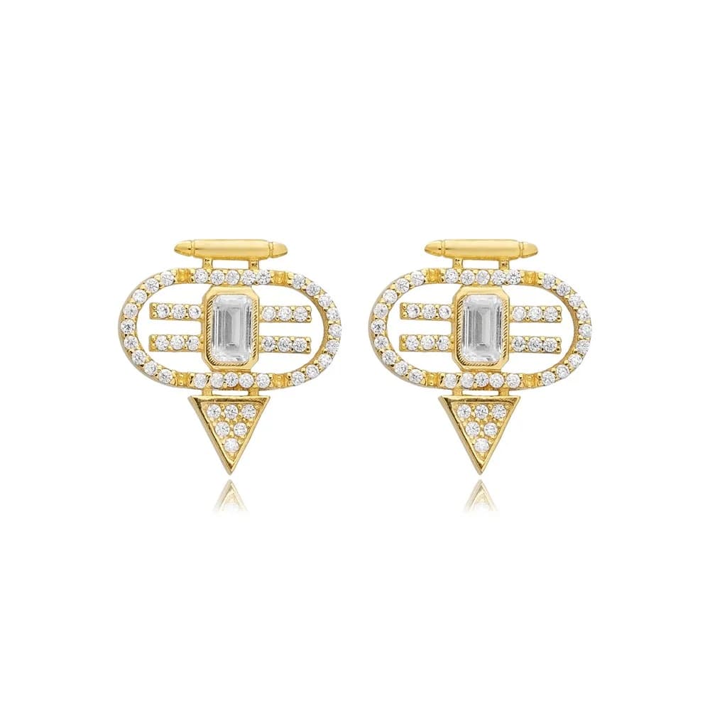 Clear Zircon Stone Geometric Stud Earrings
