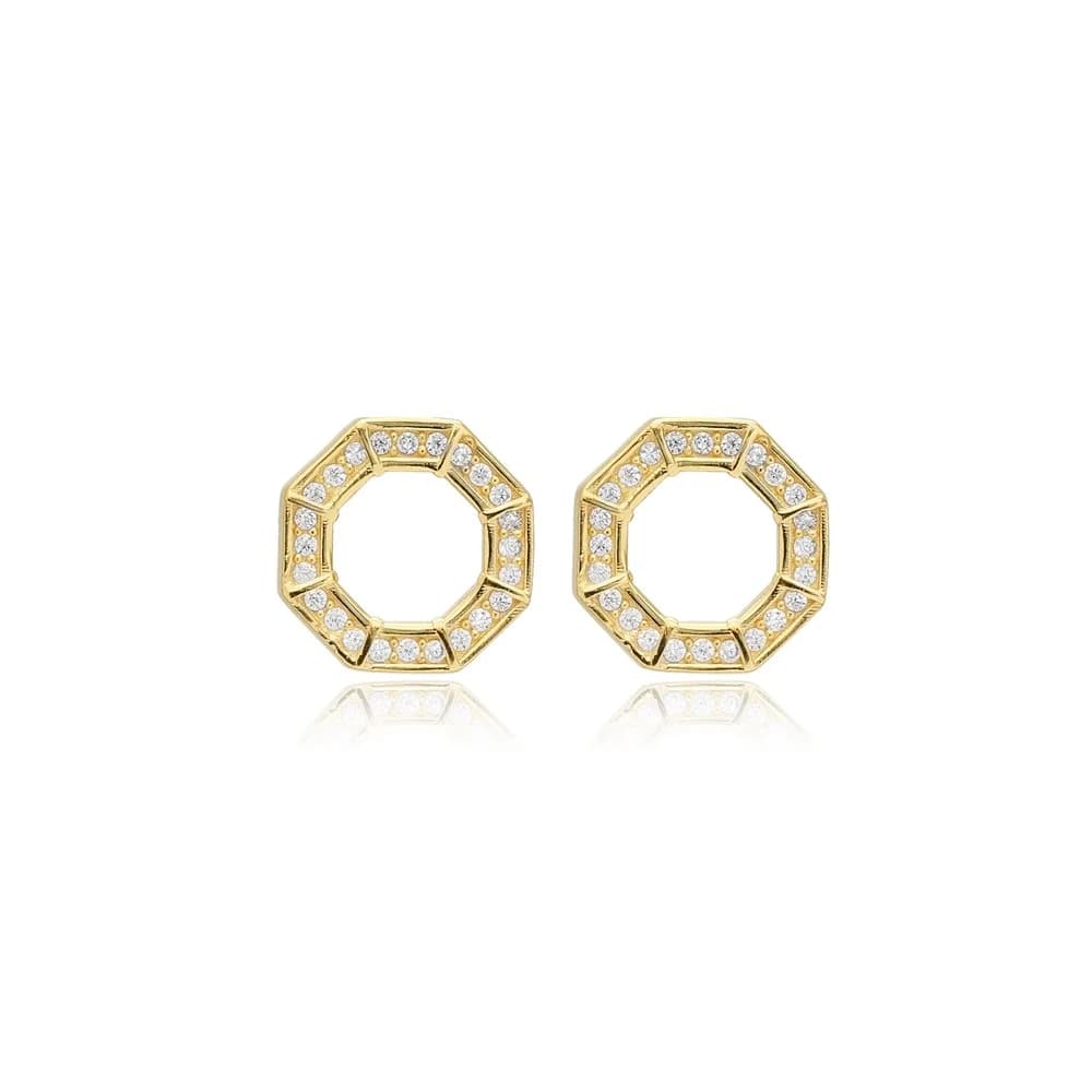Octagon Design Geometric Stud Earrings