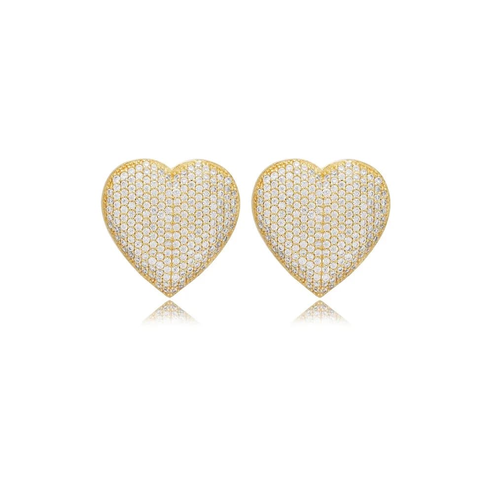 Heart Design Zircon Stone Stud Earrings
