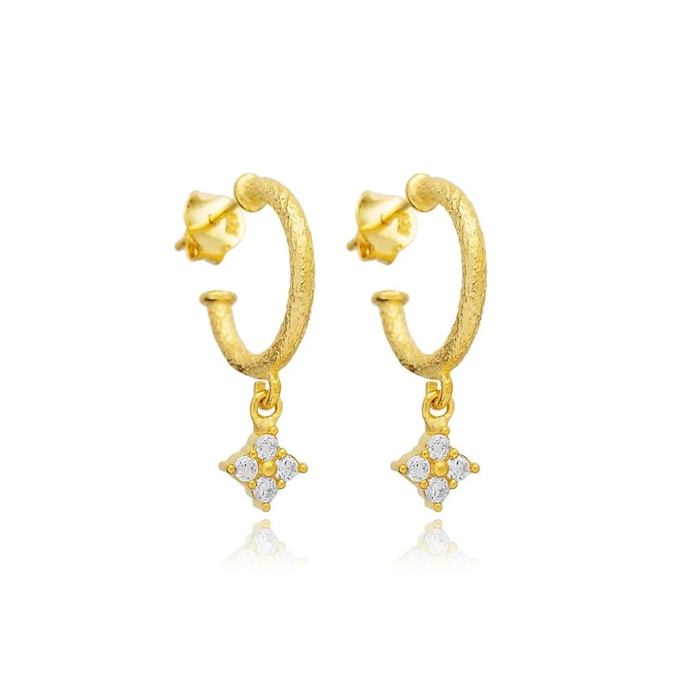 Flower Design Dainty 925 Sterling Silver Hoop Earrings