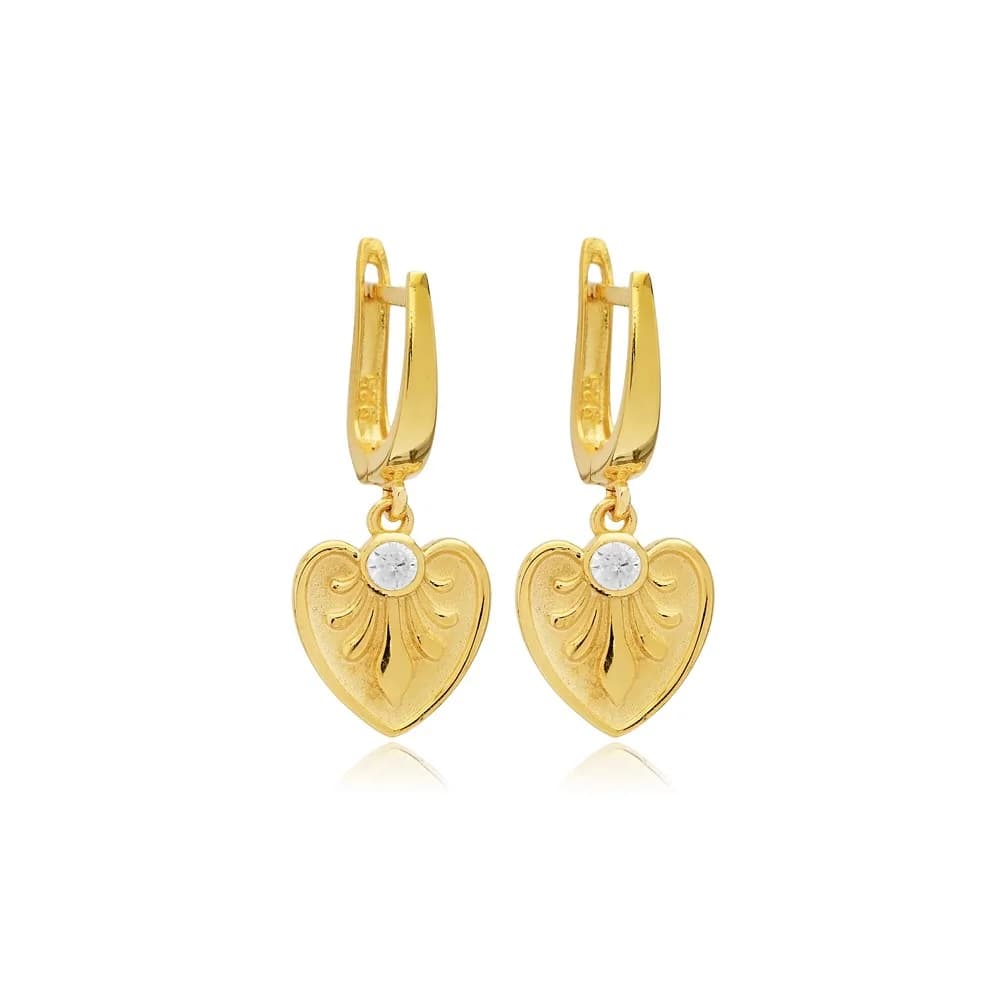 Heart Design Silver Dangle Latch Back Earrings Jewelry