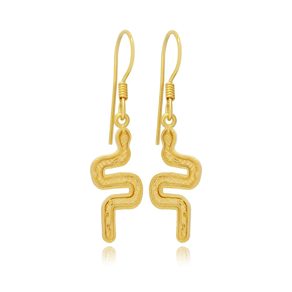 Snake Design Silver Hook Earrings Handmade Turkish Jewelry