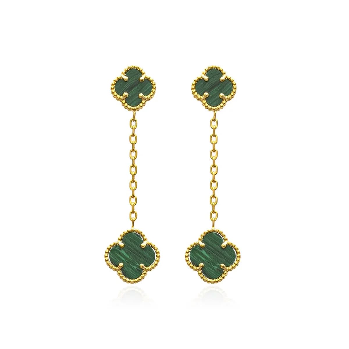 Malachite Clover 925 Silver Stud Earrings
