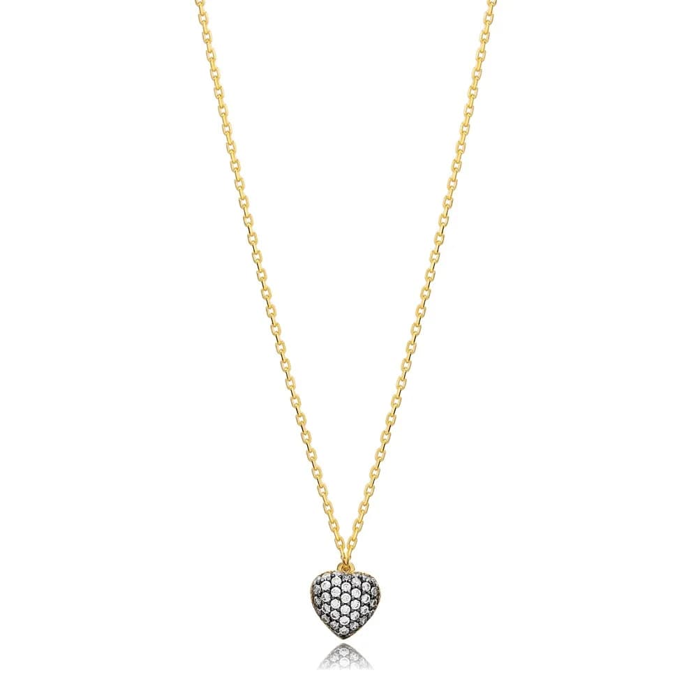 Heart Design Zircon Charm Necklace