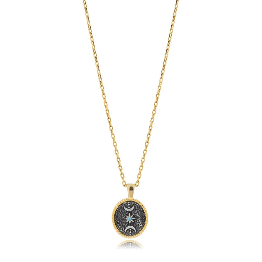 Triple Goddes Wicca Symbol 925 Charm Necklace