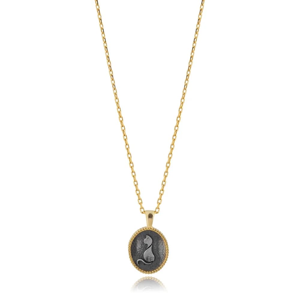 Cat Animal Design 925 Silver Charm Necklace