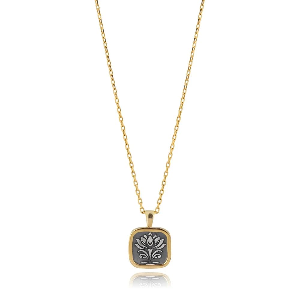 Egyptian Lotus Design 925 Charm Necklace