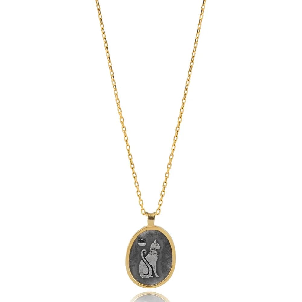 Sphynx Cat Design 925 Silver Charm Necklace