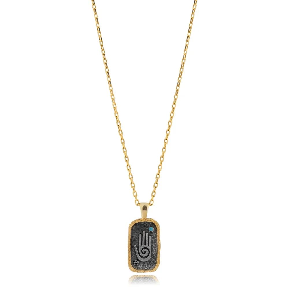 Hopi Hand Evil Eye Design Charm Necklace